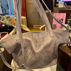 Antik Kraft Mauve Taupe Leather-Look Crossbody Tote